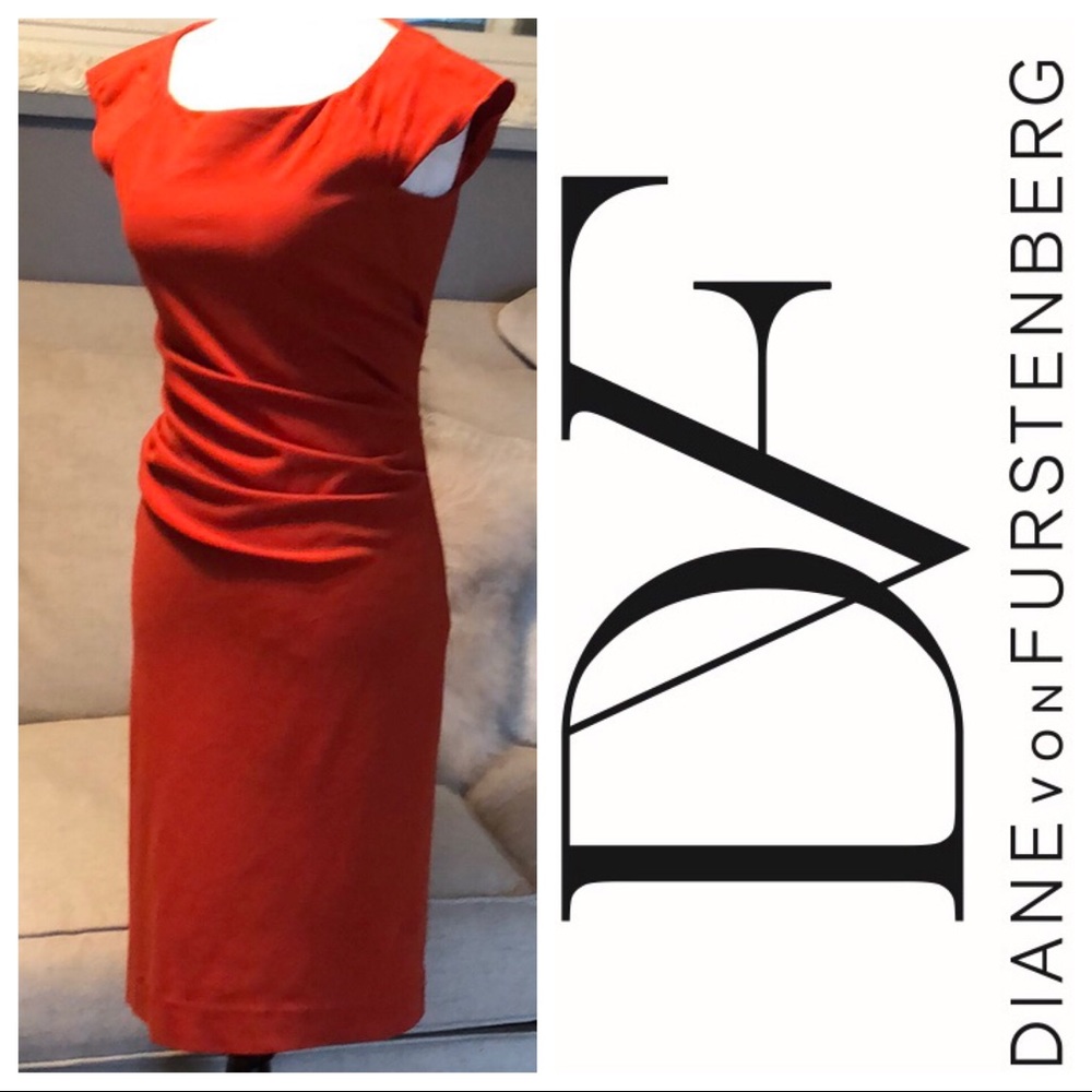 Diane Von Furstenburg bodycon dress stretch orange